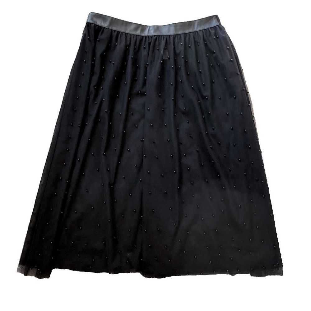 Victoria’s Secret Pearl Embellished Black Tulle Midi Skirt NWT Size Large